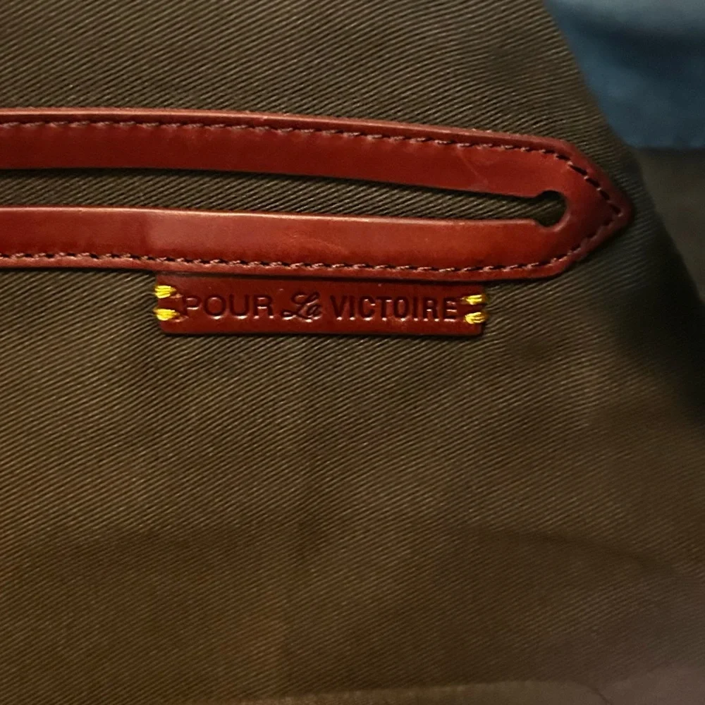 POUR LA VICTORIE Croc Embossed‎ Handbag with Suede Details